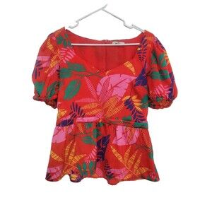 skies are blue size med blouse floral